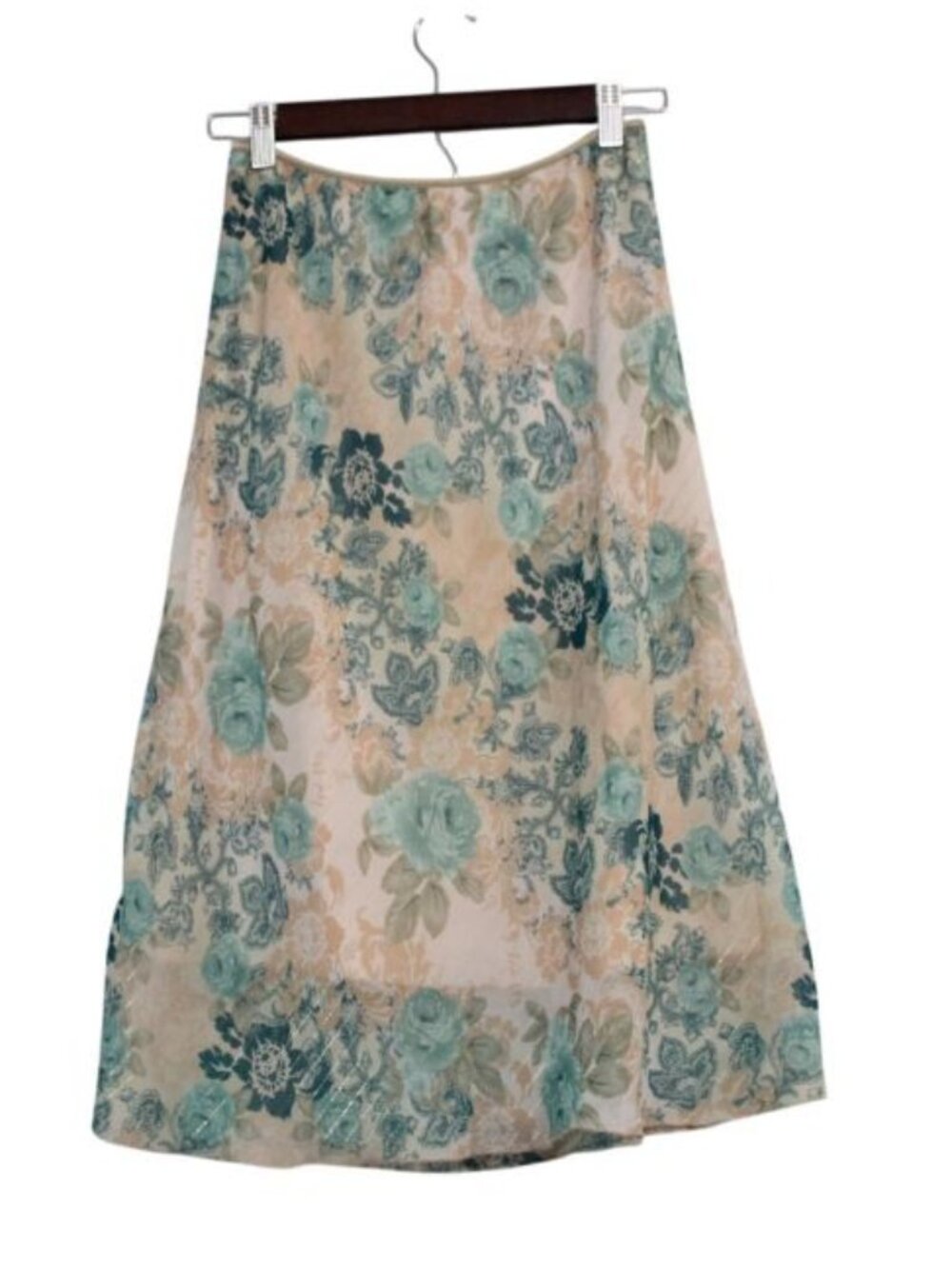 Vintage Y2K Skirt Size Medium Floral Feminine Dainty Flowy Chiffon A-Line USA